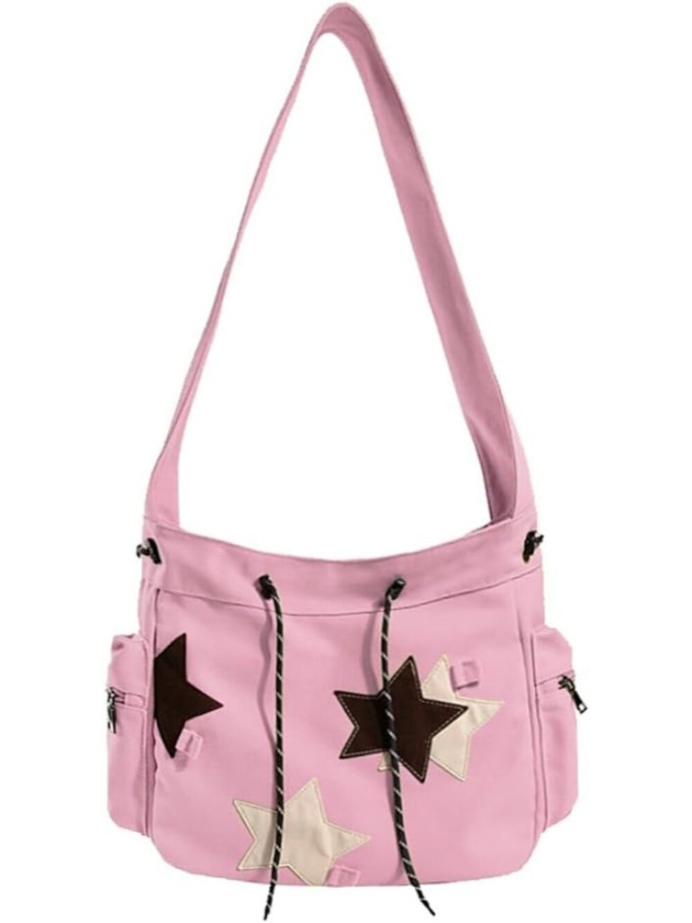 Women's Pink Zipper Kawaii Corduroy Star Aesthetic Crossbody Shoulder Bag